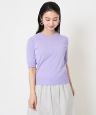 F6FGA18220 MICHEL KLEIN(小さいサイズ)(メゾン ドゥ サンク) [小さいサイズ]クルーネックニットプルオーバー(接触冷感/アンサンブル対応） ネイビー