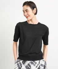 F6FGA18220 MICHEL KLEIN(小さいサイズ)(メゾン ドゥ サンク) [小さいサイズ]クルーネックニットプルオーバー(接触冷感/アンサンブル対応） ブラック