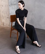 F6FGA24210 MICHEL KLEIN(小さいサイズ)(メゾン ドゥ サンク) [小さいサイズ]シアーリブ襟付きニット ベージュ