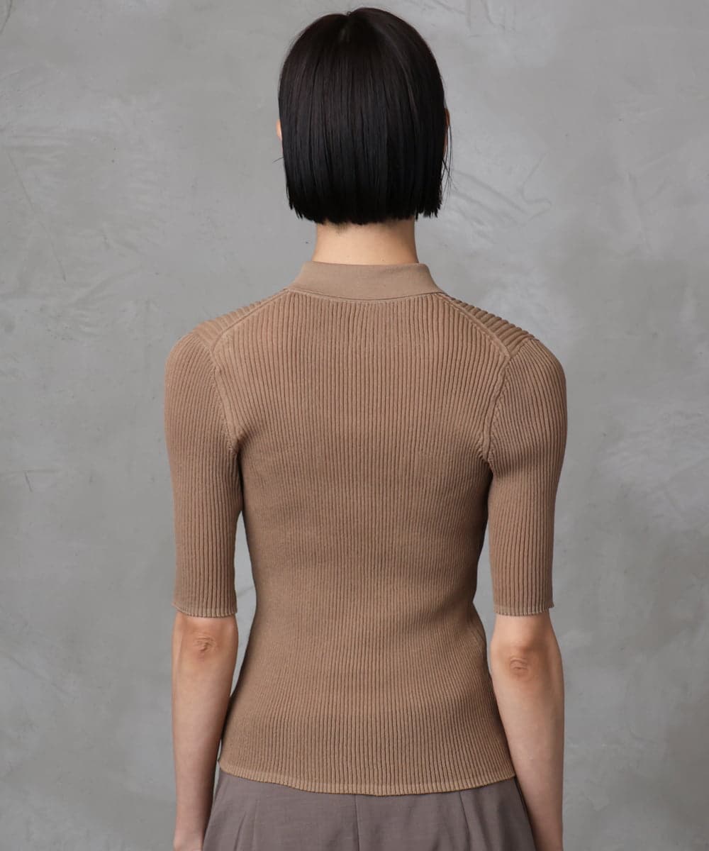 F6FGA24210 MICHEL KLEIN(小さいサイズ)(メゾン ドゥ サンク) [小さいサイズ]シアーリブ襟付きニット ベージュ