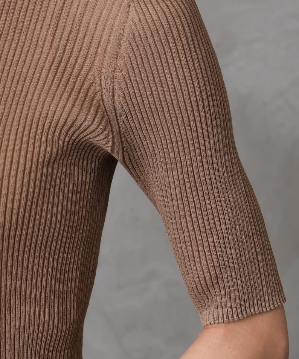 F6FGA24210 MICHEL KLEIN(小さいサイズ)(メゾン ドゥ サンク) [小さいサイズ]シアーリブ襟付きニット ベージュ
