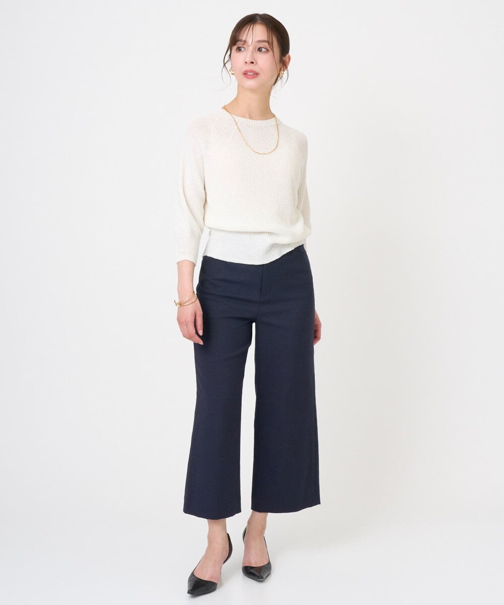 F6FGD04230 MICHEL KLEIN(小さいサイズ)(メゾン ドゥ サンク) [小さいサイズ]ホールガーメント(R)ラグランラメニット ライトブルー