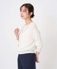 F6FGD04230 MICHEL KLEIN(小さいサイズ)(メゾン ドゥ サンク) [小さいサイズ]ホールガーメント(R)ラグランラメニット ライトブルー