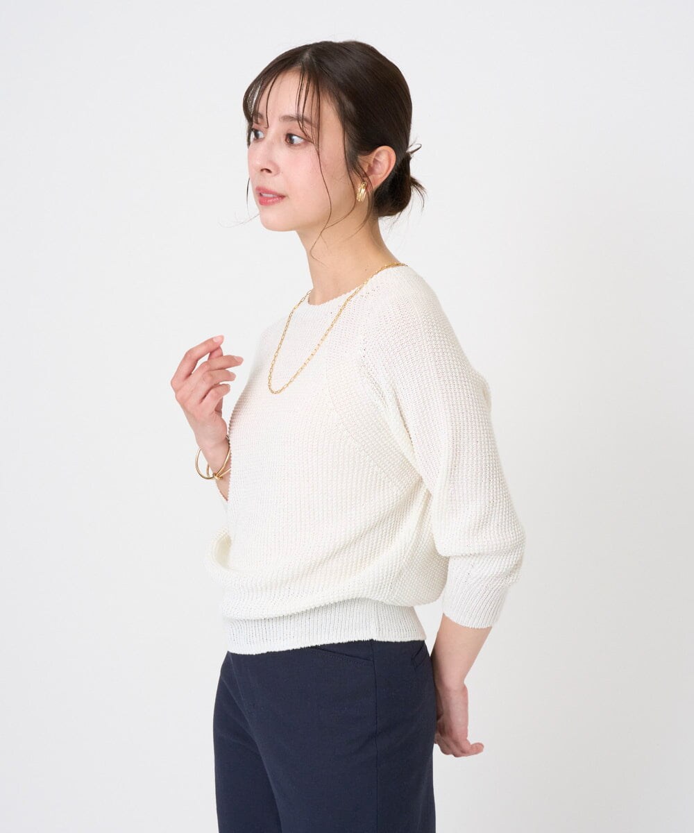 F6FGD04230 MICHEL KLEIN(小さいサイズ)(メゾン ドゥ サンク) [小さいサイズ]ホールガーメント(R)ラグランラメニット ライトブルー