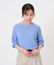 F6FGD04230 MICHEL KLEIN(小さいサイズ)(メゾン ドゥ サンク) [小さいサイズ]ホールガーメント(R)ラグランラメニット ライトブルー