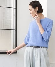 F6FGD04230 MICHEL KLEIN(小さいサイズ)(メゾン ドゥ サンク) [小さいサイズ]ホールガーメント(R)ラグランラメニット ライトブルー