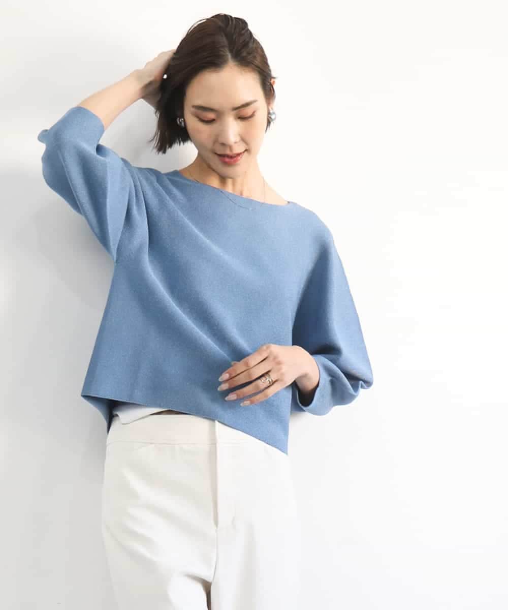 F6FGD18220 MICHEL KLEIN(小さいサイズ)(メゾン ドゥ サンク) [小さいサイズ]ホールガーメント(R)パフスリーブニット ブルー