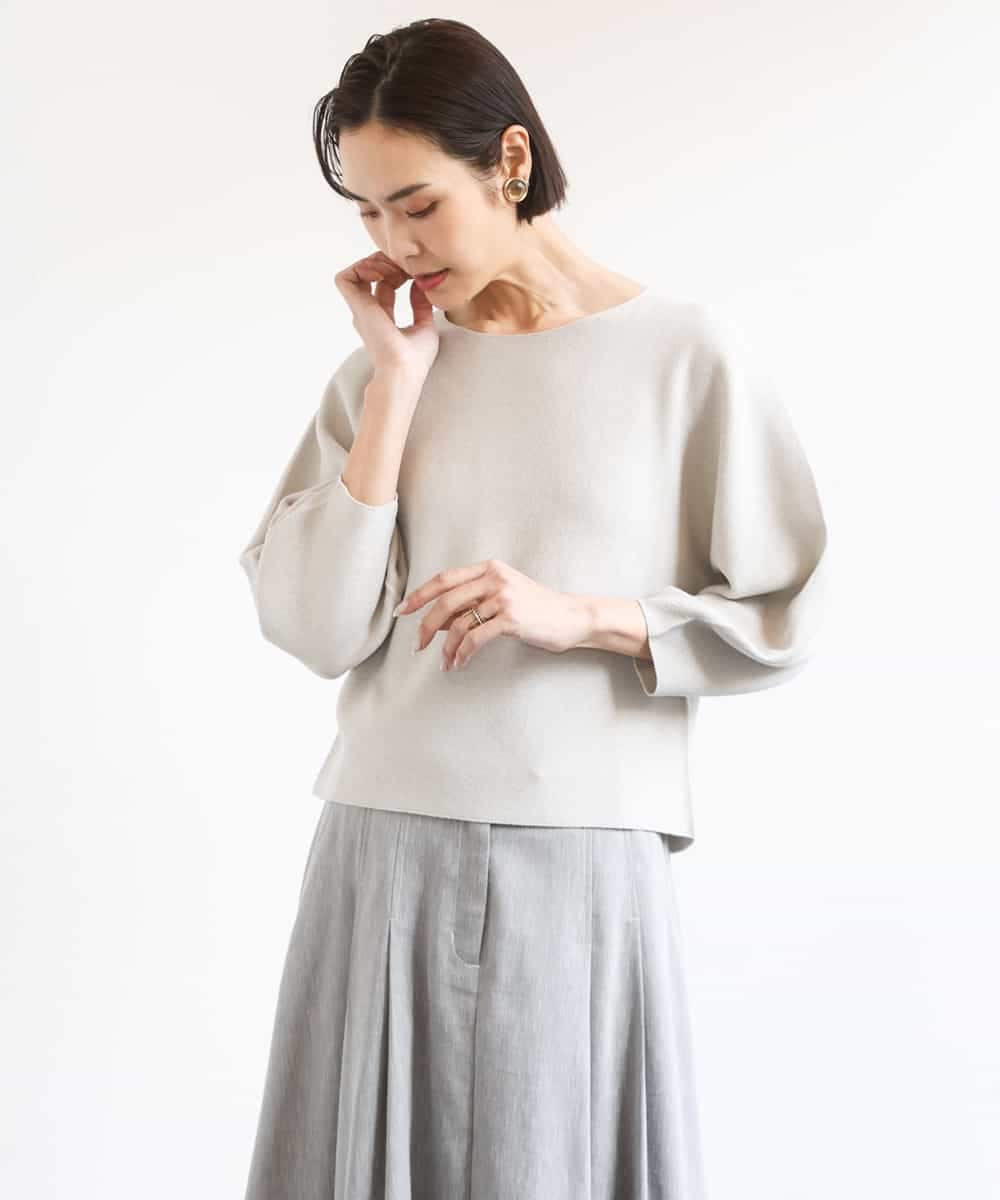 F6FGD18220 MICHEL KLEIN(小さいサイズ)(メゾン ドゥ サンク) [小さいサイズ]ホールガーメント(R)パフスリーブニット オフホワイト