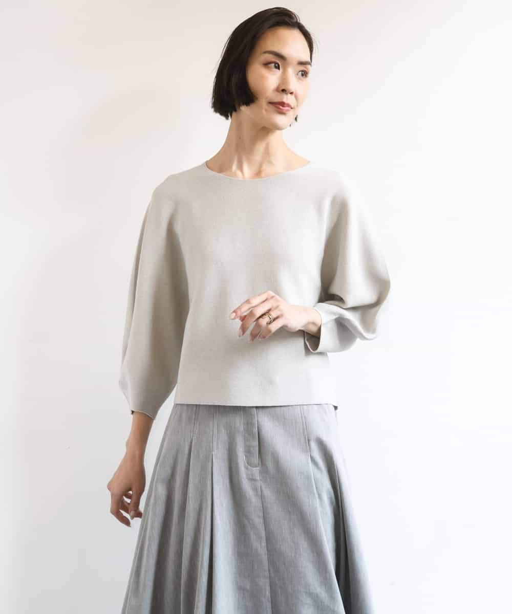 F6FGD18220 MICHEL KLEIN(小さいサイズ)(メゾン ドゥ サンク) [小さいサイズ]ホールガーメント(R)パフスリーブニット オフホワイト