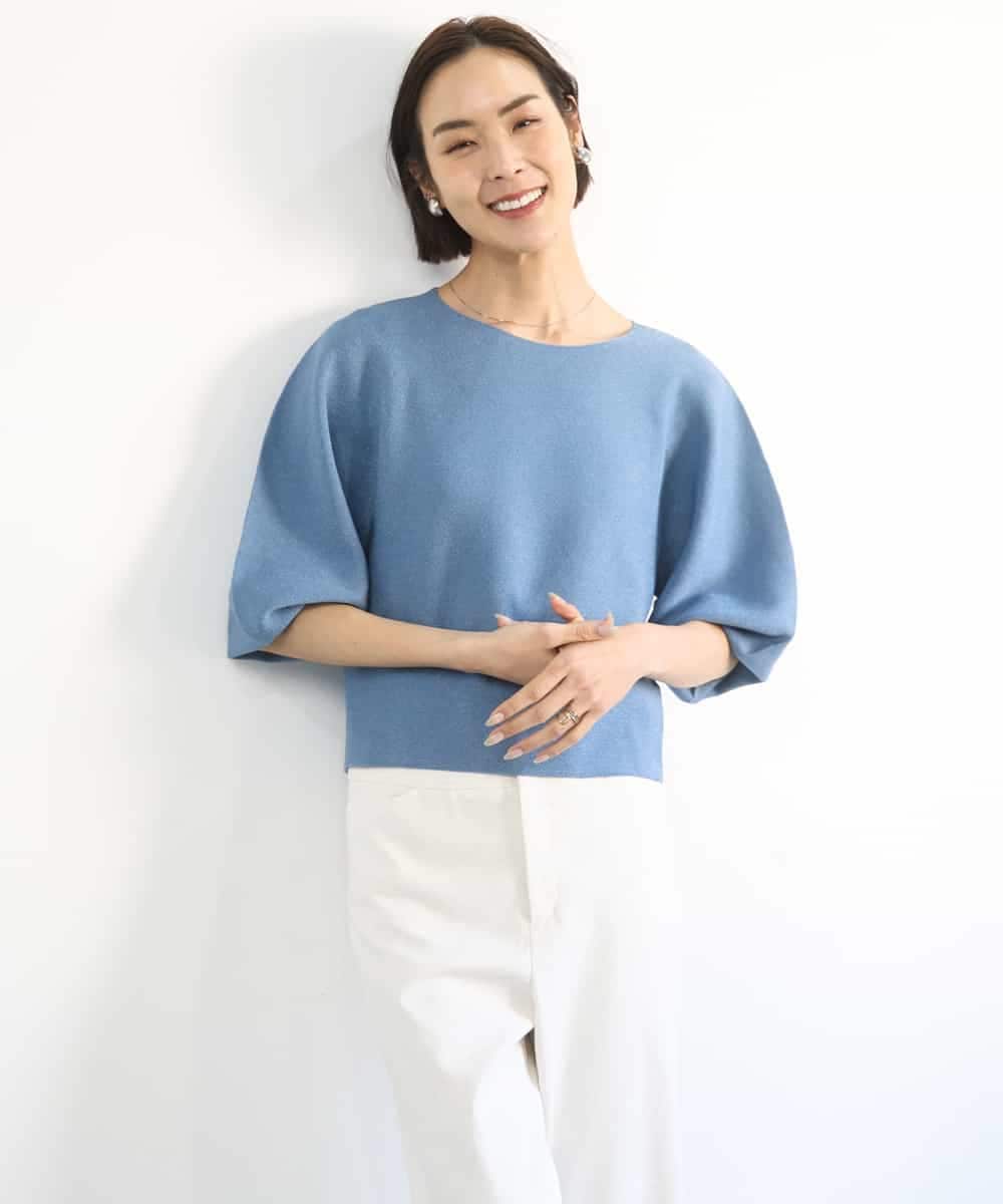 F6FGD18220 MICHEL KLEIN(小さいサイズ)(メゾン ドゥ サンク) [小さいサイズ]ホールガーメント(R)パフスリーブニット オフホワイト