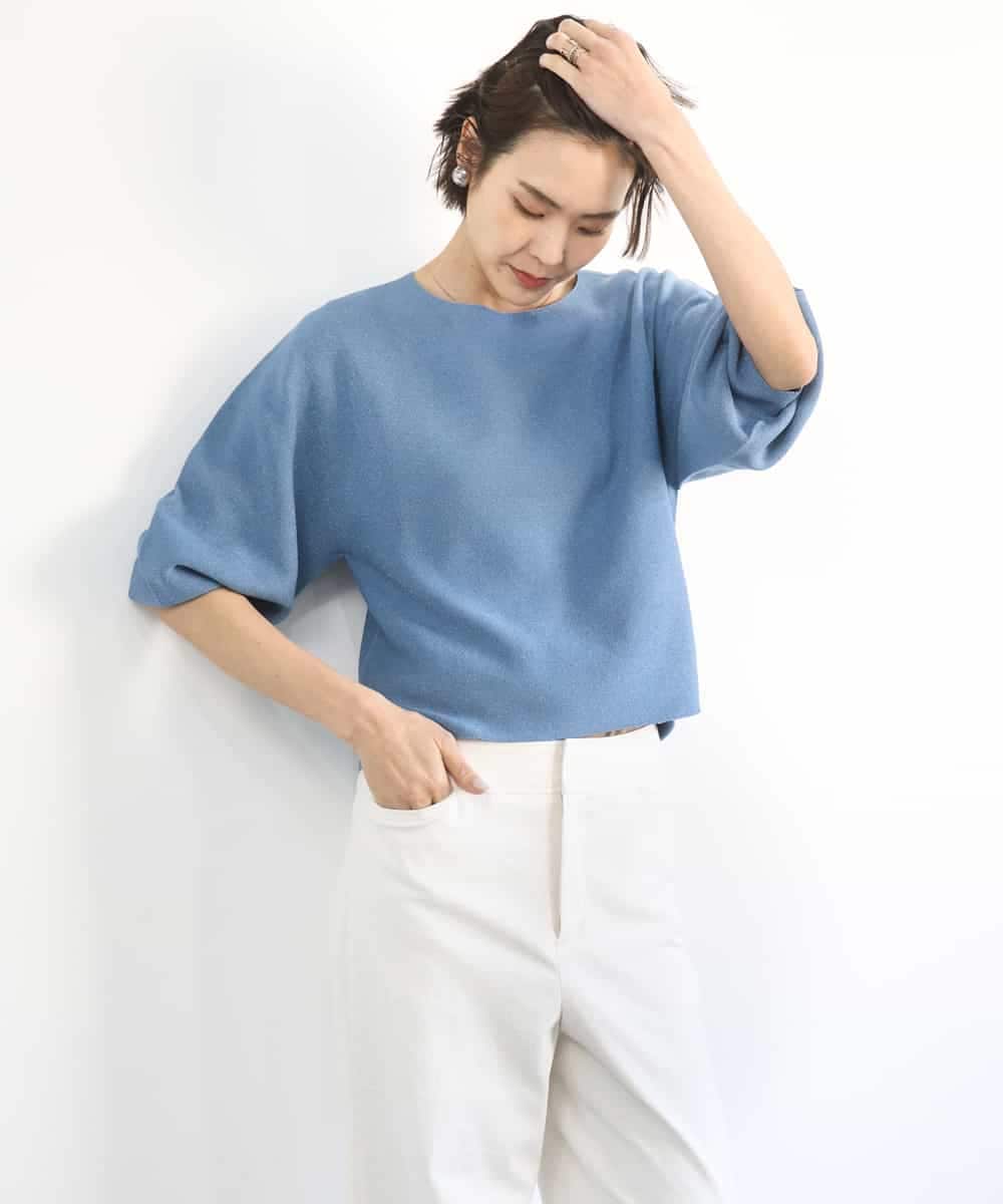 F6FGD18220 MICHEL KLEIN(小さいサイズ)(メゾン ドゥ サンク) [小さいサイズ]ホールガーメント(R)パフスリーブニット オフホワイト