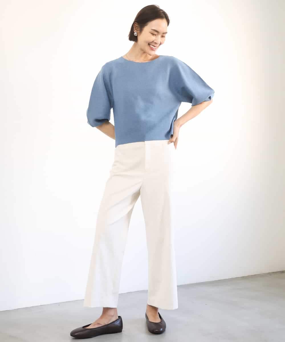 F6FGD18220 MICHEL KLEIN(小さいサイズ)(メゾン ドゥ サンク) [小さいサイズ]ホールガーメント(R)パフスリーブニット オフホワイト