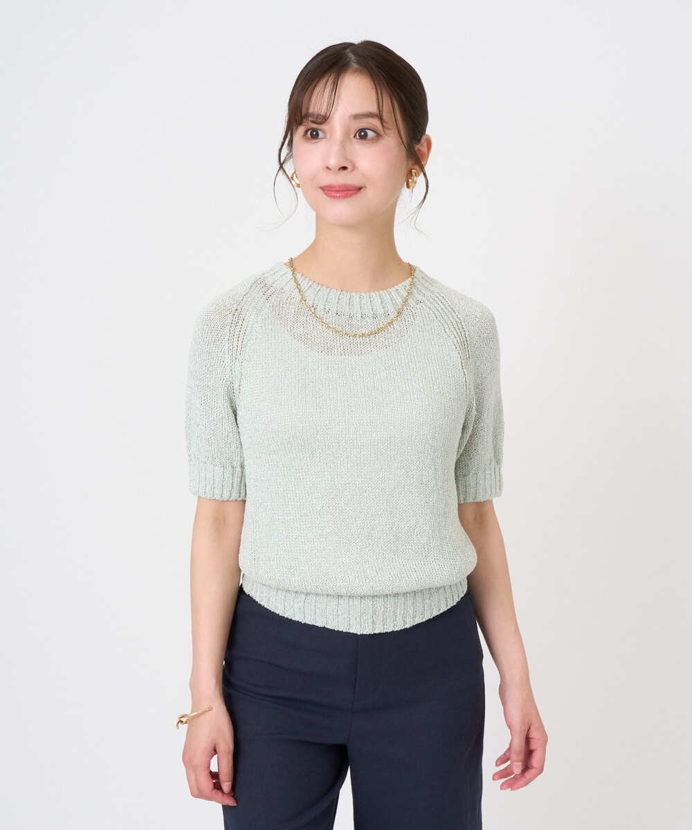 F6FGD19190 MICHEL KLEIN(小さいサイズ)(メゾン ドゥ サンク) [小さいサイズ]フェードカラーラグランニット グリーン