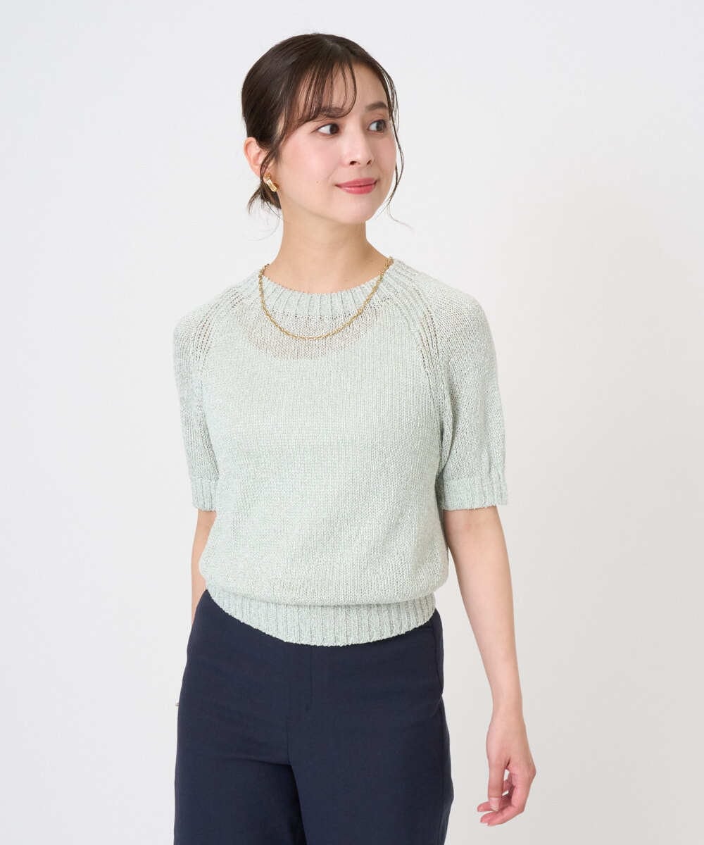 F6FGD19190 MICHEL KLEIN(小さいサイズ)(メゾン ドゥ サンク) [小さいサイズ]フェードカラーラグランニット グリーン