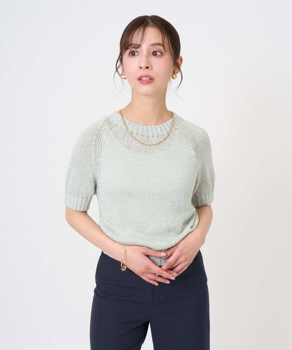 F6FGD19190 MICHEL KLEIN(小さいサイズ)(メゾン ドゥ サンク) [小さいサイズ]フェードカラーラグランニット グリーン