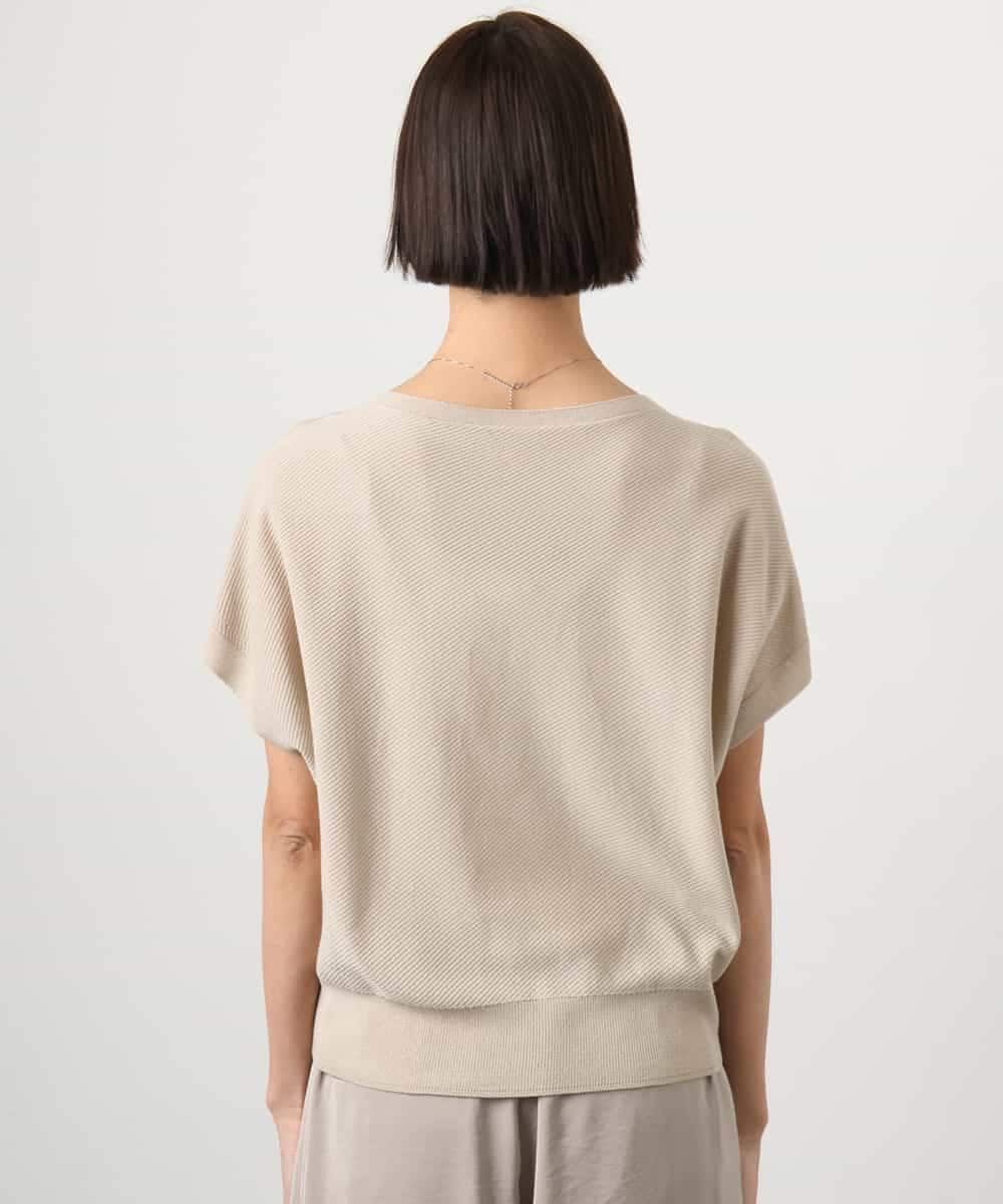 F6FGD26170 MICHEL KLEIN(小さいサイズ)(メゾン ドゥ サンク) [小さいサイズ]ホールガーメント(R)フレンチスリーブニット ベージュ