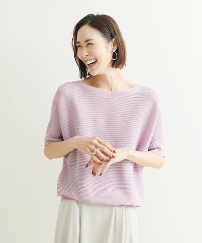 F6FGP36150 MICHEL KLEIN(小さいサイズ) [小さいサイズ/新色追加]ホールガーメントドルマンスリーブニット