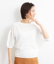 F6FGS24190 MICHEL KLEIN(小さいサイズ)(メゾン ドゥ サンク) [小さいサイズ]ホールガーメント(R)パフスリーブニット グリーン(30)