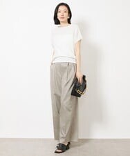 F6FGV25170 MICHEL KLEIN(小さいサイズ)(メゾン ドゥ サンク) [小さいサイズ]ホールガーメント(R)フレンチスリーブニット グリーン(34)