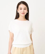 F6FGV25170 MICHEL KLEIN(小さいサイズ)(メゾン ドゥ サンク) [小さいサイズ]ホールガーメント(R)フレンチスリーブニット グリーン(34)