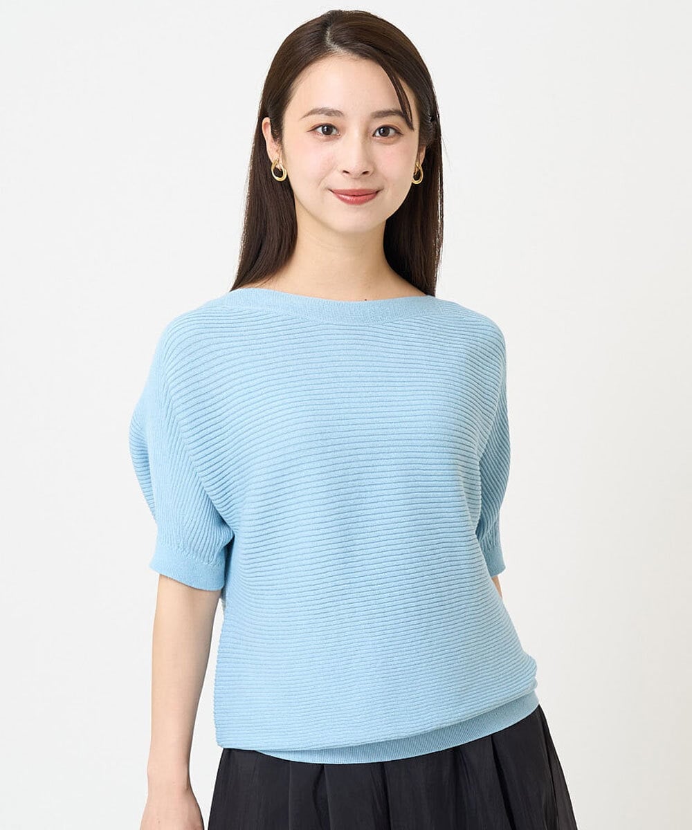 F6FGV36160 MICHEL KLEIN(小さいサイズ)(メゾン ドゥ サンク) [小さいサイズ]ホールガーメント(R)ボートネックニット(新色) ブルー(55)