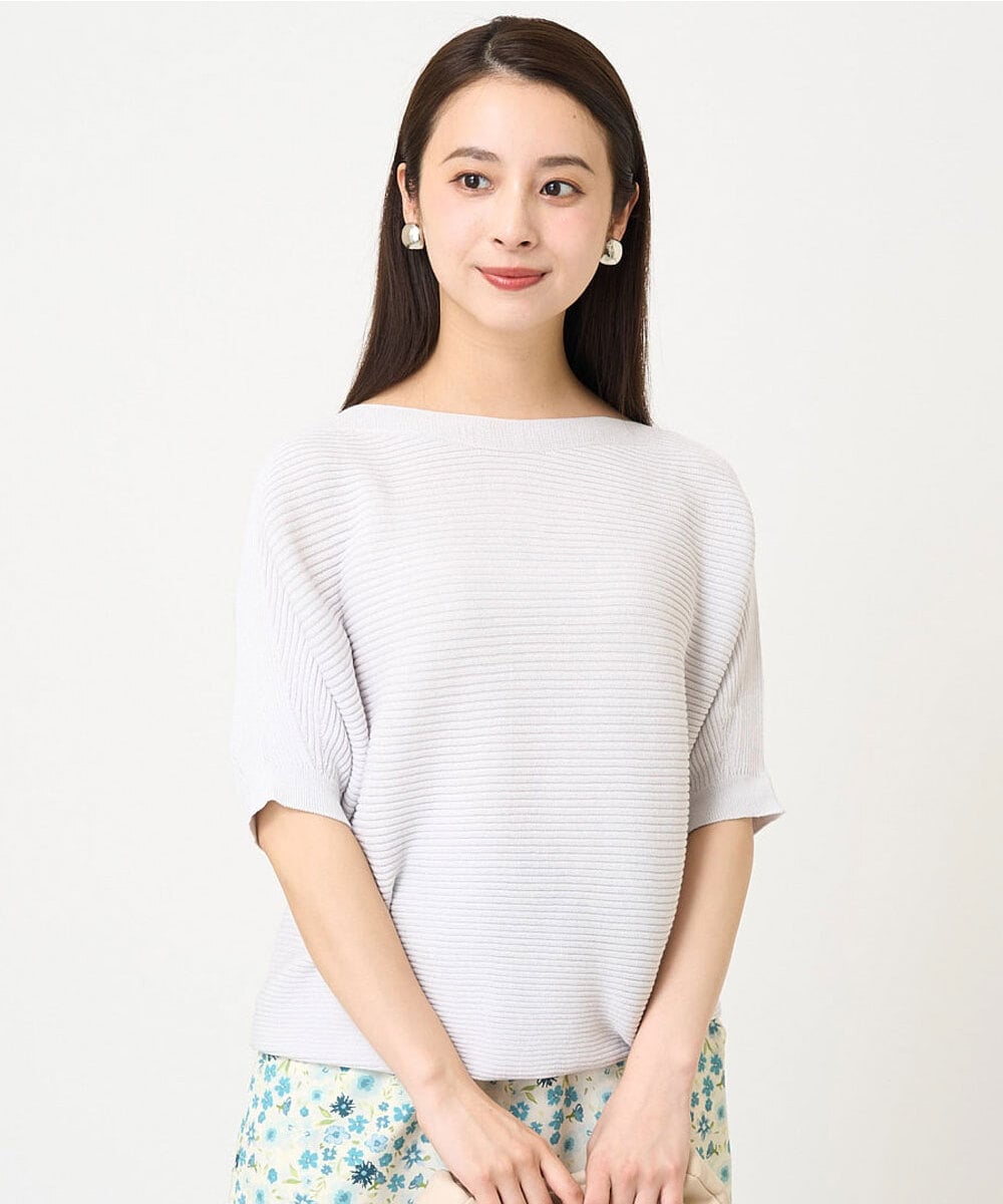 F6FGV36160 MICHEL KLEIN(小さいサイズ)(メゾン ドゥ サンク) [小さいサイズ]ホールガーメント(R)ボートネックニット(新色) ブルー(55)