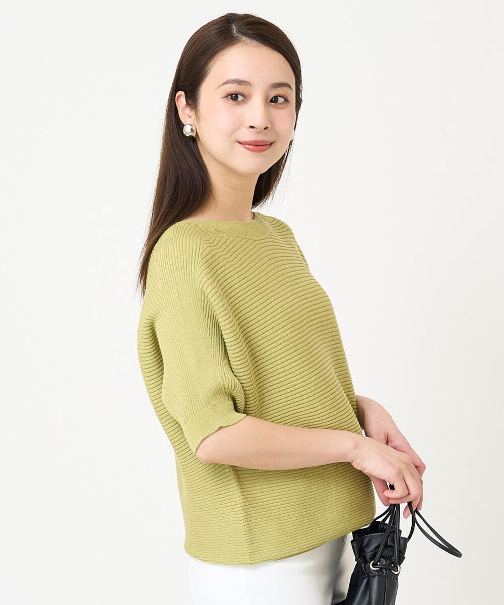 F6FGV36160 MICHEL KLEIN(小さいサイズ)(メゾン ドゥ サンク) [小さいサイズ]ホールガーメント(R)ボートネックニット(新色) ブルー(55)