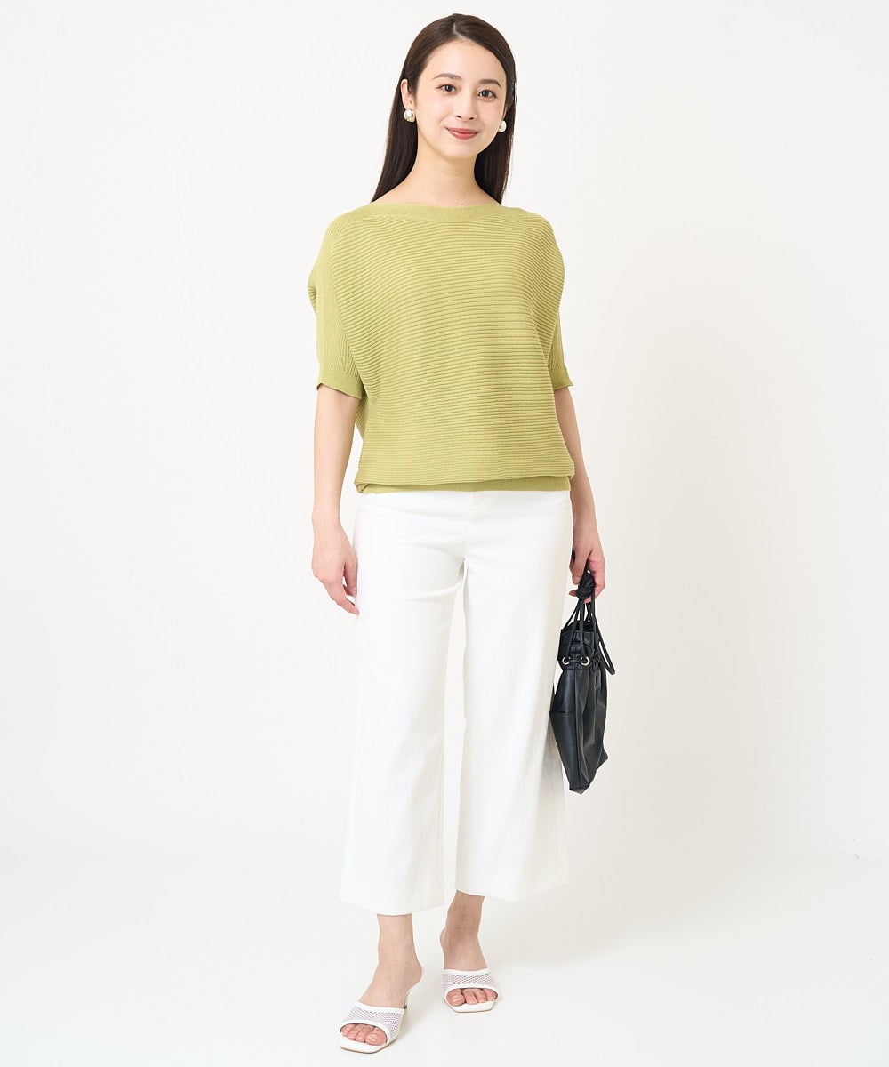 F6FGV36160 MICHEL KLEIN(小さいサイズ)(メゾン ドゥ サンク) [小さいサイズ]ホールガーメント(R)ボートネックニット(新色) ブルー(55)