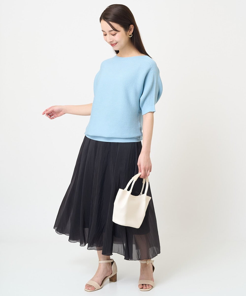 F6FGV36160 MICHEL KLEIN(小さいサイズ)(メゾン ドゥ サンク) [小さいサイズ]ホールガーメント(R)ボートネックニット(新色) ブルー(55)