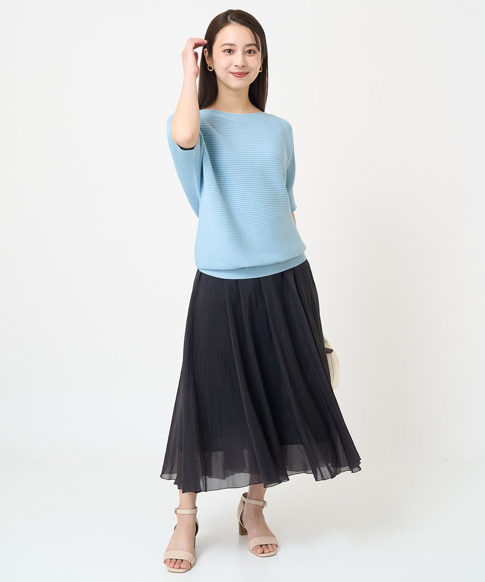F6FGV36160 MICHEL KLEIN(小さいサイズ)(メゾン ドゥ サンク) [小さいサイズ]ホールガーメント(R)ボートネックニット(新色) ブルー(55)