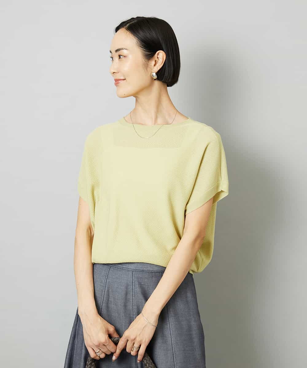 F6FHD26170 MICHEL KLEIN(小さいサイズ)(メゾン ドゥ サンク) [小さいサイズ]ホールガーメント(R)フレンチスリーブニット イエロー