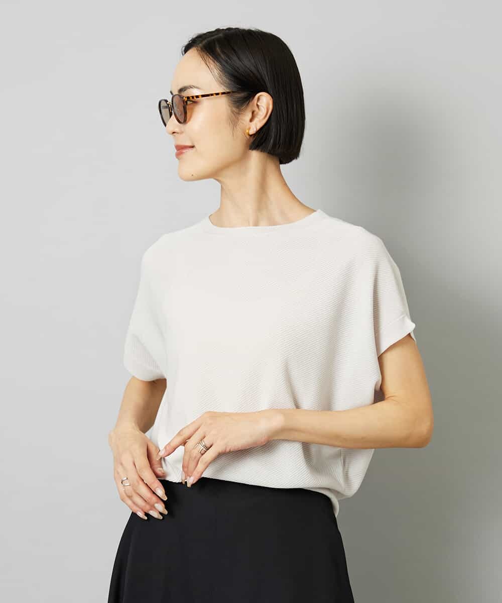 F6FHD26170 MICHEL KLEIN(小さいサイズ)(メゾン ドゥ サンク) [小さいサイズ]ホールガーメント(R)フレンチスリーブニット イエロー