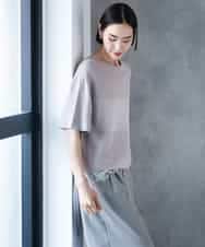 F6FJD21200 MICHEL KLEIN(小さいサイズ)(メゾン ドゥ サンク) 【小さいサイズ】パネル透かし柄ニット ブルー