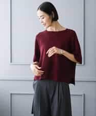 F6FJD21200 MICHEL KLEIN(小さいサイズ)(メゾン ドゥ サンク) 【小さいサイズ】パネル透かし柄ニット ブルー