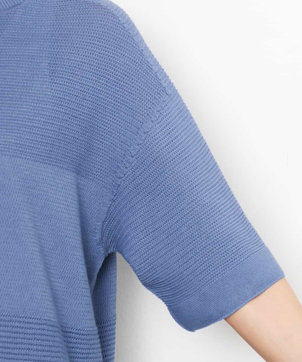 F6FJD21200 MICHEL KLEIN(小さいサイズ)(メゾン ドゥ サンク) 【小さいサイズ】パネル透かし柄ニット ブルー