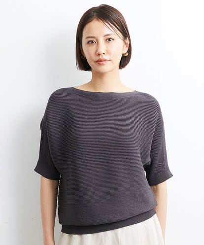 Maison de CINQ(メゾン ドゥ サンク) [小さいサイズ]ホールガーメント(R)ボートネックニット（定番人気/WEB限定カラー） ブラウン/茶 36