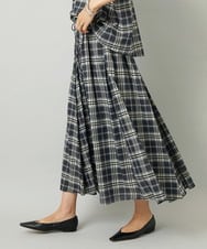 F6HAD15290 MICHEL KLEIN(小さいサイズ)(メゾン ドゥ サンク) [小さいサイズ][セットアップ対応]ギャザースカート　シアーチェック柄 ブラック