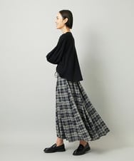 F6HAD15290 MICHEL KLEIN(小さいサイズ)(メゾン ドゥ サンク) [小さいサイズ][セットアップ対応]ギャザースカート　シアーチェック柄 ブラック