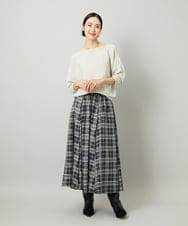 F6HAD15290 MICHEL KLEIN(小さいサイズ)(メゾン ドゥ サンク) [小さいサイズ][セットアップ対応]ギャザースカート　シアーチェック柄 ブラック