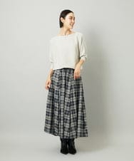F6HAD15290 MICHEL KLEIN(小さいサイズ)(メゾン ドゥ サンク) [小さいサイズ][セットアップ対応]ギャザースカート　シアーチェック柄 ブラック