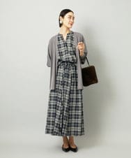 F6HAD15290 MICHEL KLEIN(小さいサイズ)(メゾン ドゥ サンク) [小さいサイズ][セットアップ対応]ギャザースカート　シアーチェック柄 ブラック