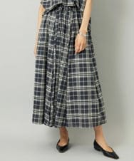 F6HAD15290 MICHEL KLEIN(小さいサイズ)(メゾン ドゥ サンク) [小さいサイズ][セットアップ対応]ギャザースカート　シアーチェック柄 ブラック