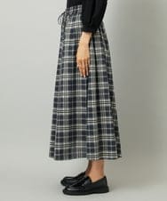 F6HAD15290 MICHEL KLEIN(小さいサイズ)(メゾン ドゥ サンク) [小さいサイズ][セットアップ対応]ギャザースカート　シアーチェック柄 ブラック