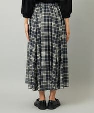 F6HAD15290 MICHEL KLEIN(小さいサイズ)(メゾン ドゥ サンク) [小さいサイズ][セットアップ対応]ギャザースカート　シアーチェック柄 ブラック