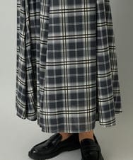 F6HAD15290 MICHEL KLEIN(小さいサイズ)(メゾン ドゥ サンク) [小さいサイズ][セットアップ対応]ギャザースカート　シアーチェック柄 ブラック