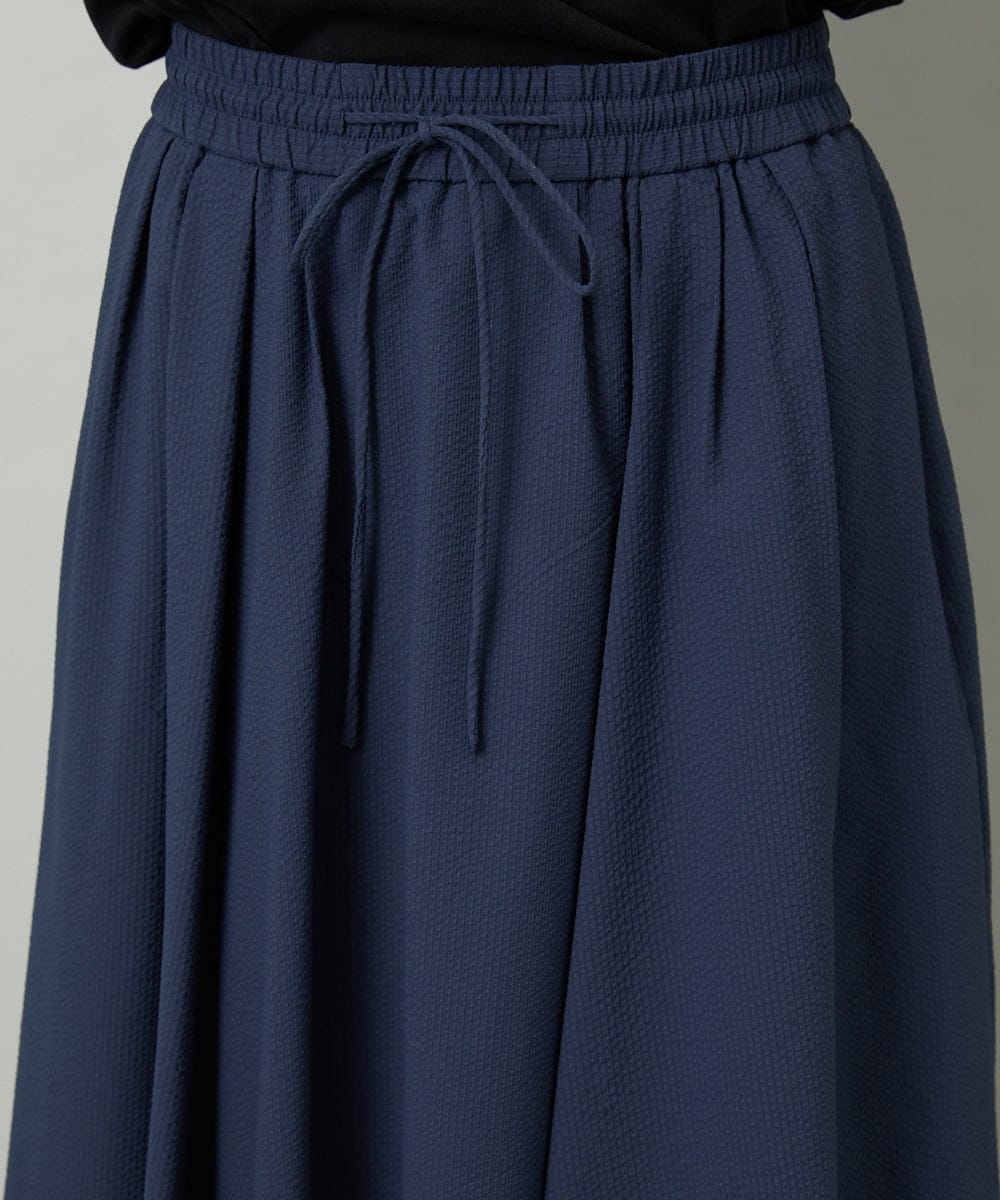 F6HAD18290 MICHEL KLEIN(小さいサイズ)(メゾン ドゥ サンク) [小さいサイズ][セットアップ対応]ギャザースカート　サッカー無地 ネイビー