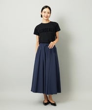 F6HAD18290 MICHEL KLEIN(小さいサイズ)(メゾン ドゥ サンク) [小さいサイズ][セットアップ対応]ギャザースカート　サッカー無地 ネイビー