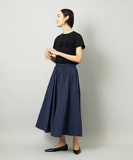 F6HAD18290 MICHEL KLEIN(小さいサイズ)(メゾン ドゥ サンク) [小さいサイズ][セットアップ対応]ギャザースカート　サッカー無地 ネイビー