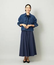 F6HAD18290 MICHEL KLEIN(小さいサイズ)(メゾン ドゥ サンク) [小さいサイズ][セットアップ対応]ギャザースカート　サッカー無地 ネイビー