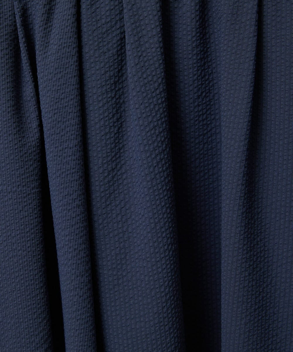 F6HAD18290 MICHEL KLEIN(小さいサイズ)(メゾン ドゥ サンク) [小さいサイズ][セットアップ対応]ギャザースカート　サッカー無地 ネイビー